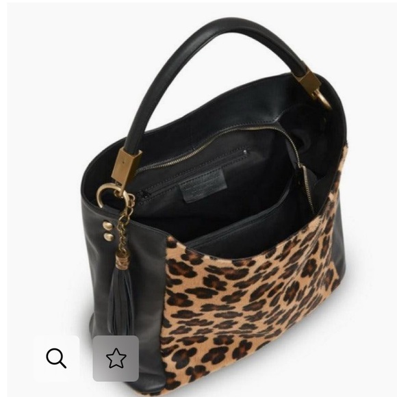 🐆Chic Leopard Print🔥🐆 and Black Leather Shoulder Bag made in 🇮🇹 - Picture 3 of 16